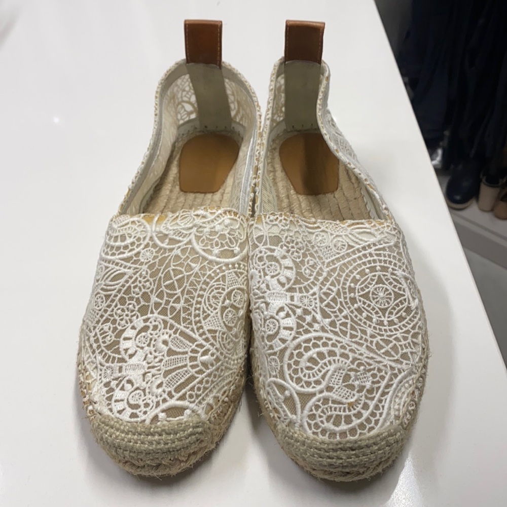 Chloe brand white lace espadrilles